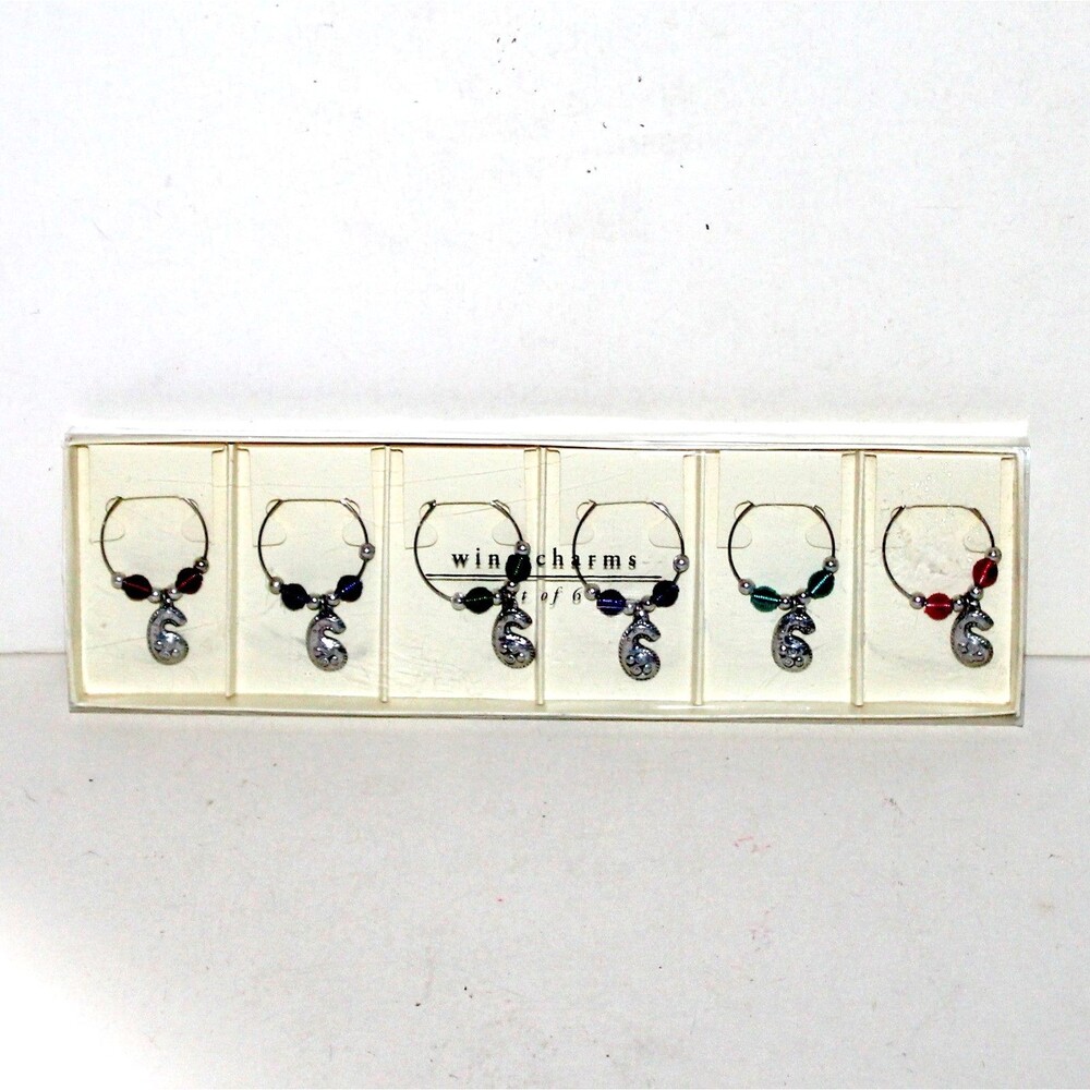 Pier 1 Imports Wine Glass Drink Charms set of 6 beaded kitchen entertaining